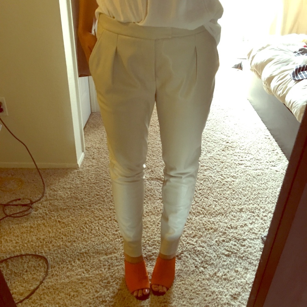 Zara Faux Leather White Trouser M